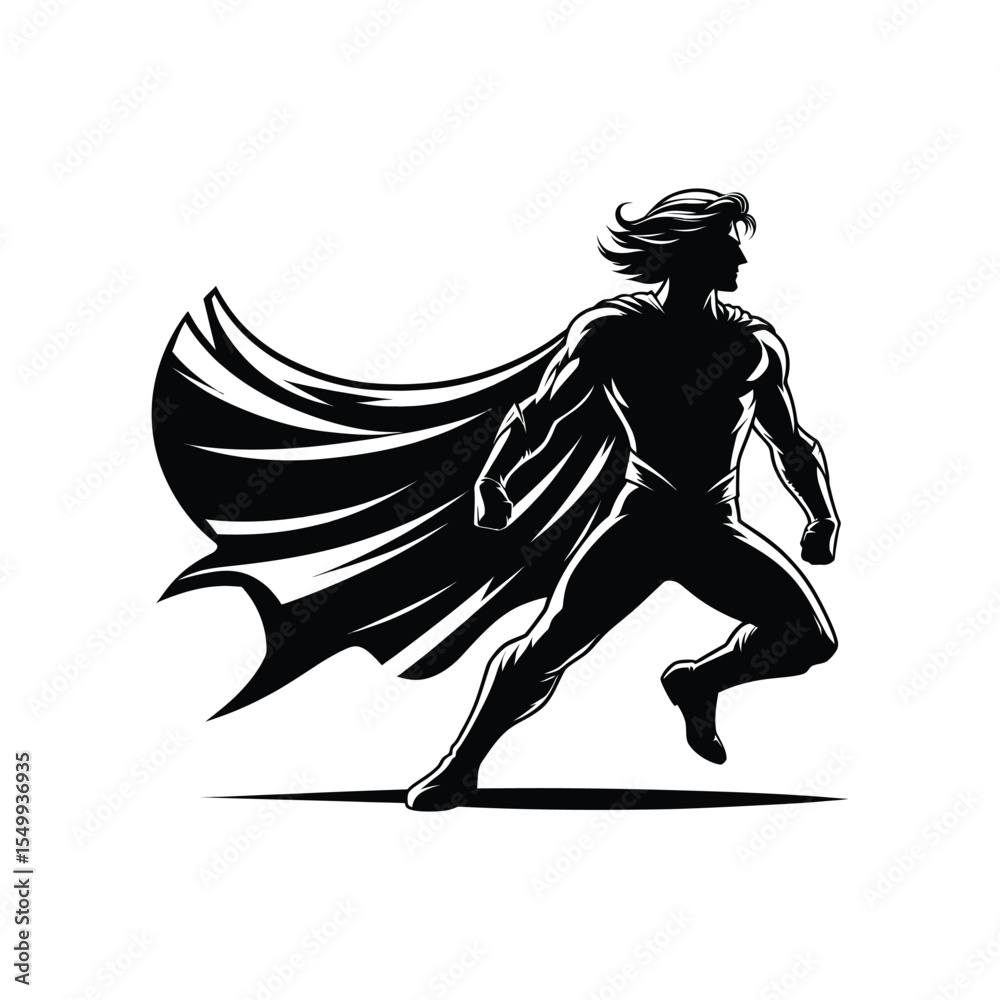 Fototapeta premium superhero pose vector silhouette clip art logo design illustration