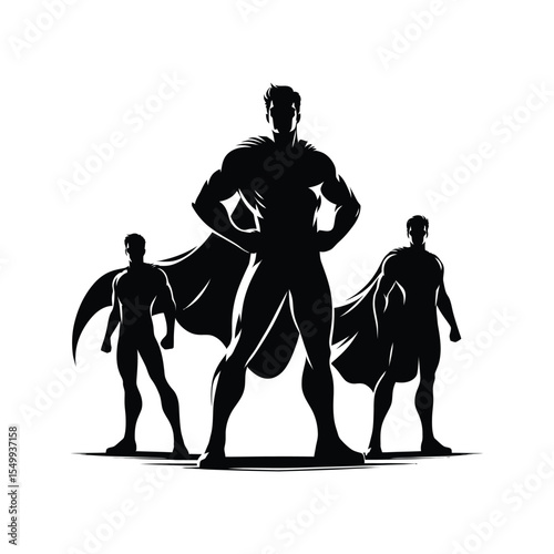 superhero pose vector silhouette clip art logo design illustration
