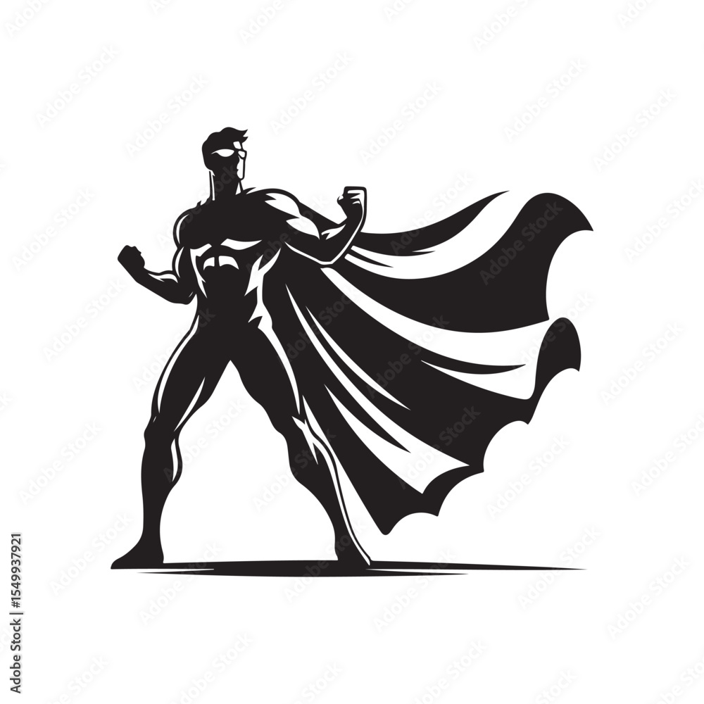 Fototapeta premium superhero pose vector silhouette clip art logo design illustration