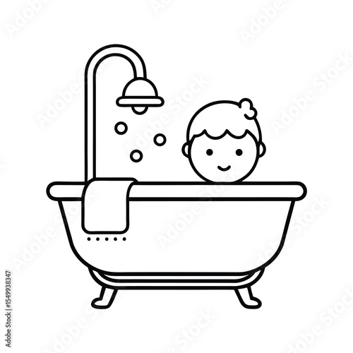 minimalist bath time illustration