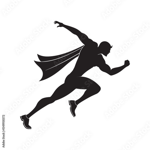 superhero pose vector silhouette clip art logo design illustration