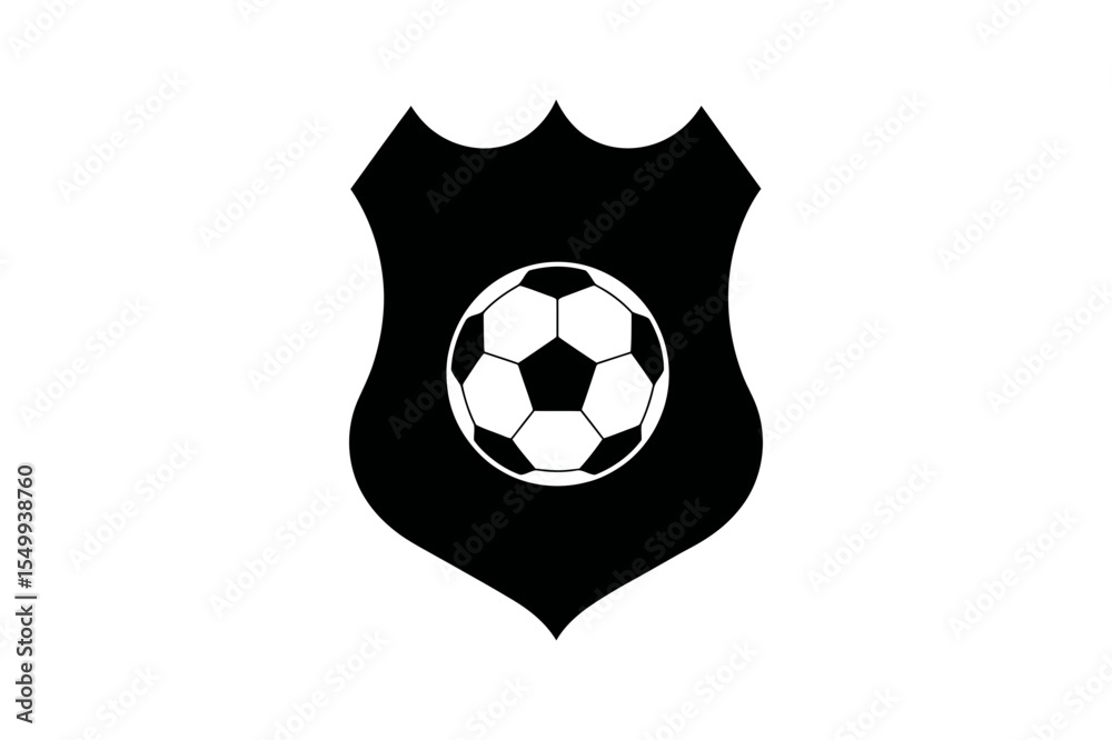 Obraz premium Soccer ball on shield emblem vector design graphic