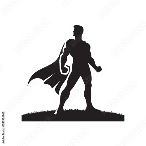 superhero pose vector silhouette clip art logo design illustration