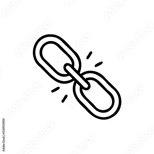 Handdrawn Line Art Broken Chain Link Icon disconnect separation