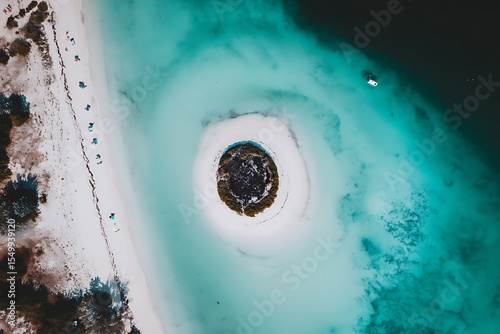 Aerial view of tropical beach paradise