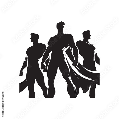 superhero pose vector silhouette clip art logo design illustration