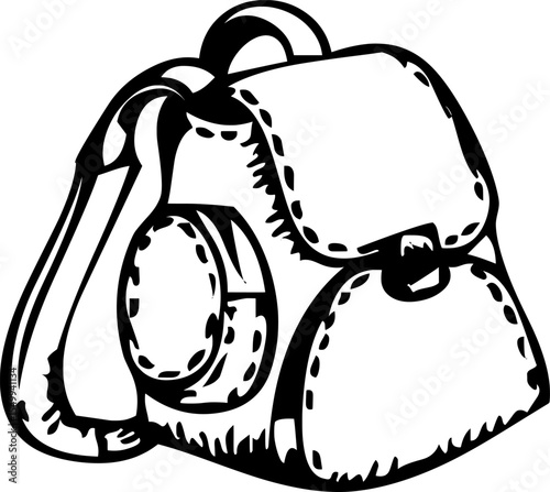 Line art backpack icon representing school bag, student supplies, education, travel gear, or study essentials.