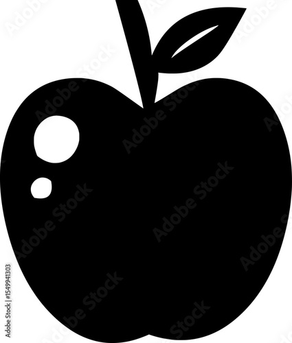 Black silhouette of an apple fruit icon, symbolizing health, nutrition, food, and natural produce.