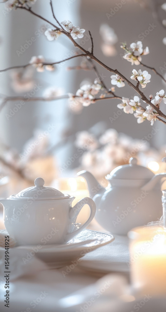 Fototapeta premium Spring Blossom Tea Setting