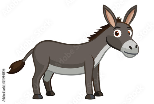 Funny donkey cartoon vector elements flat design clipart adorable farm animal