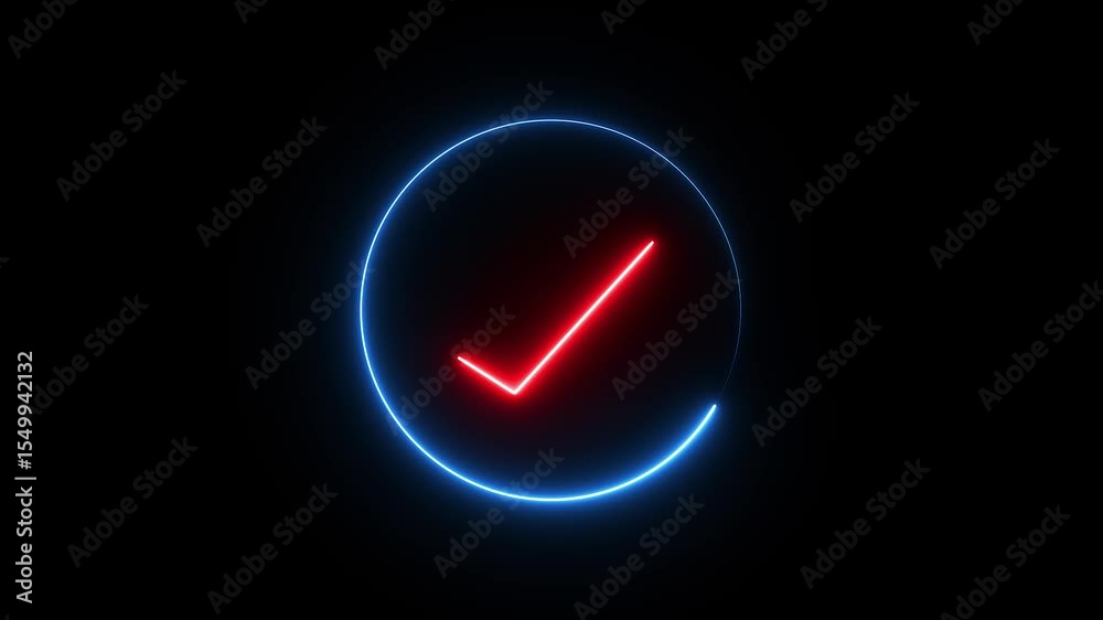 Neon Check mark Icon Animation, Check mark animated