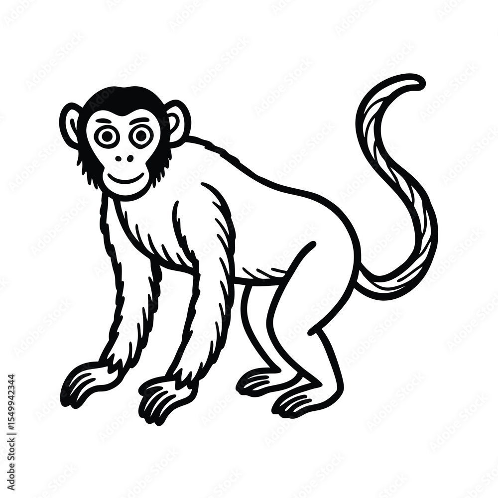 Obraz premium vintage jungle monkey line drawing