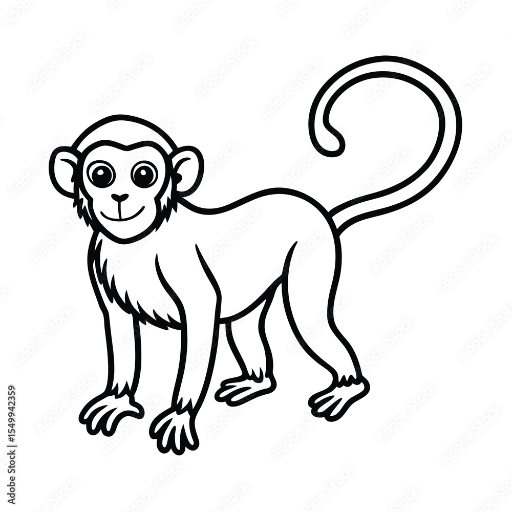 Obraz premium vintage jungle monkey line drawing
