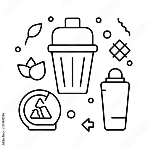 zero waste vector icon set in outline art