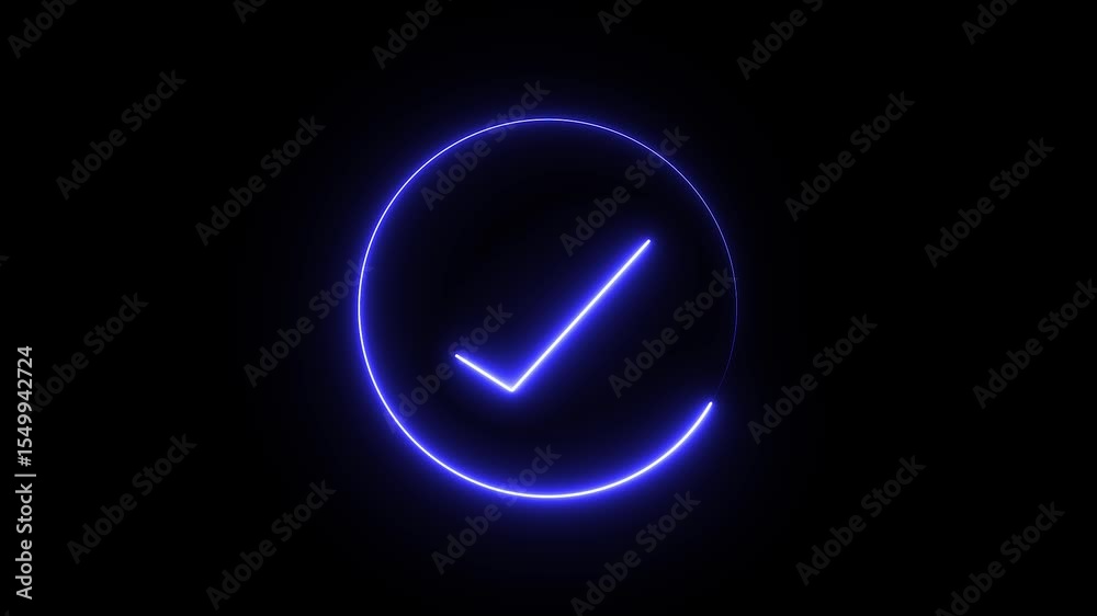 Neon Check mark Icon Animation, Check mark animated