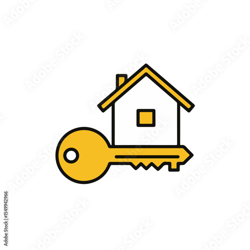 A simple illustration of house key and home.