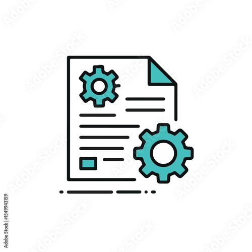 Gear icons on document showing the process of settings.