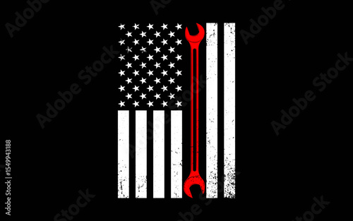 American Flag Mechanic Wrench Patriotic Auto Techs Motor t-shirt quotes svg design