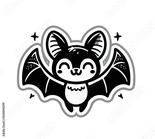 Cute cartoon bat isolated on white background