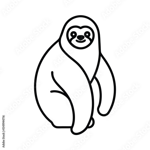 chill sloth minimal line drawing vector art