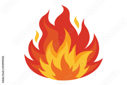 Bright fire flames vector illustration simple flat design clipart for digital artwork