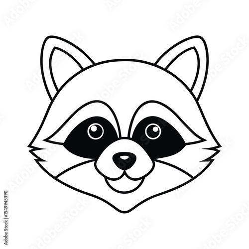 cute raccoon mask outline art