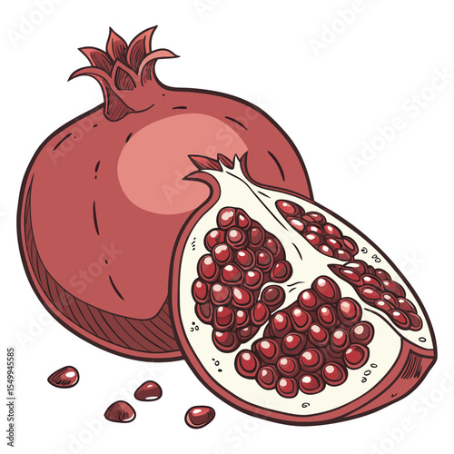 pomegranate with white background vector design