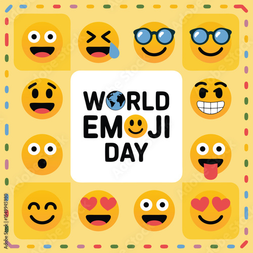 Vector illustration of emoji celebration with colorful expressions