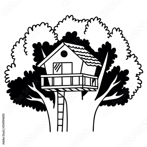 Treehouse Vector Illustration Playful Nature Design Graphic