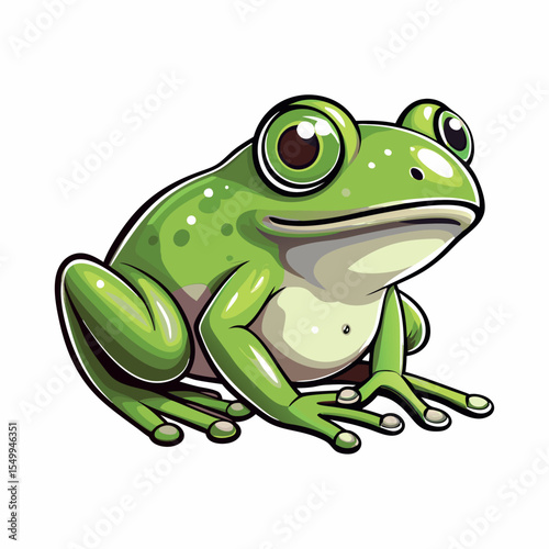 green frog vector on white background