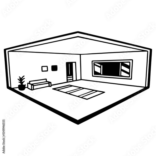 Modern Living Room Interior Design Vector Illustration