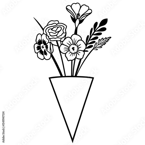 Floral Vector Illustration Minimalist Flower Bouquet Design