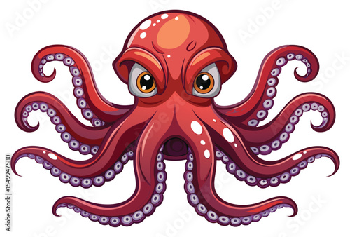 octopus mascot logo vector elements flat design illustration clipart modern sea creature