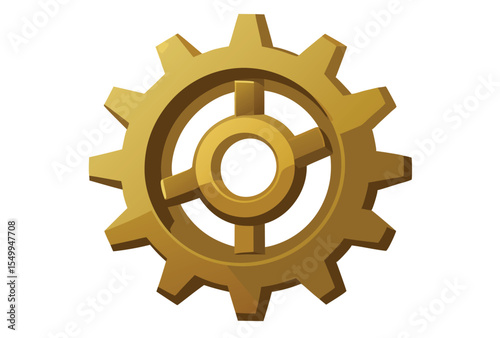 Vintage Brass Gear Icon Set Vector Elements in Minimal Simple Flat Design Style