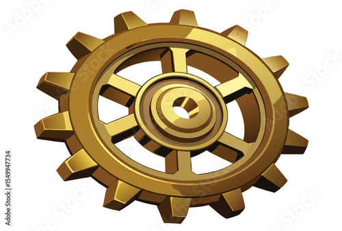 Vintage Brass Gear Icon Set Vector Elements in Minimal Simple Flat Design Style