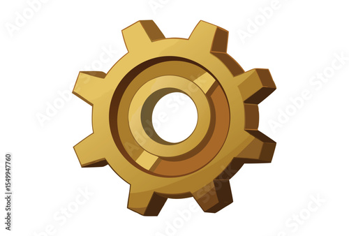 Old Brass Metal Gear Vector Elements Clipart Illustration in Simple Flat Design