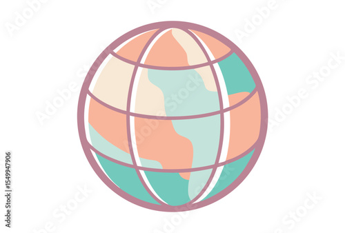 Pastel globe vector elements flat design clipart for travel education and earth day themes