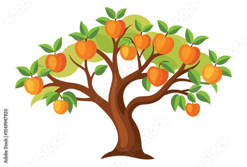 Peach tree vector clipart illustration in simple flat design style for spring or gardening theme