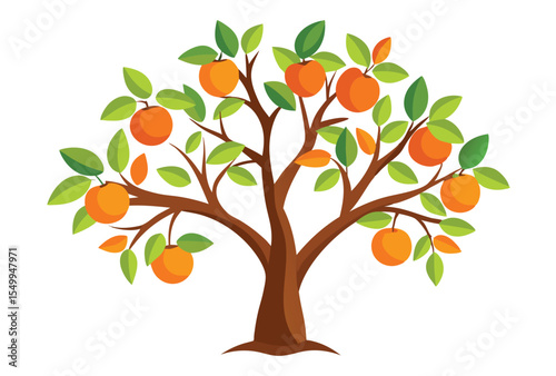 Peach tree vector clipart illustration in simple flat design style for spring or gardening theme