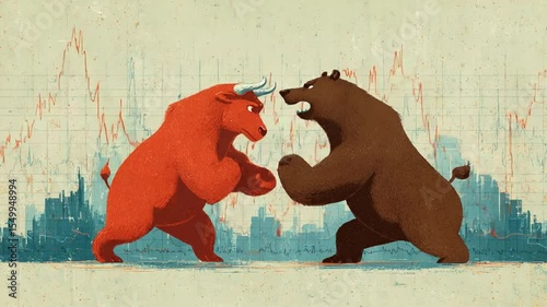 Epic Battle of Bull and Bear: A Visual Metaphor for Stock Market Dynamics