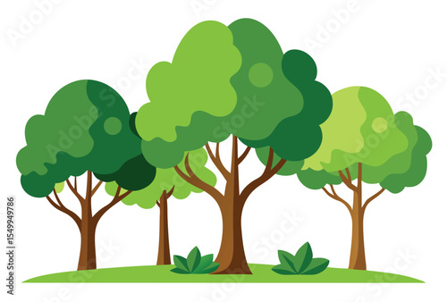 Trees set vector elements illustration in simple flat design style green forest clipart bundle