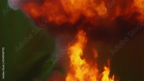 Wallpaper Mural 4K animation of a massive explosion with intense fire and shockwave effects — shown on both black background and green screen (chroma key) for easy compositing. Includes a close-up view of fiery detai Torontodigital.ca