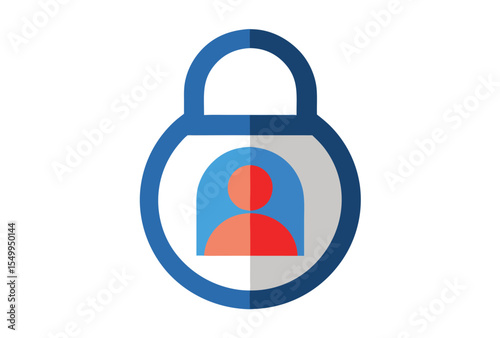 Flat design user lock icon, secure account vector element, privacy login symbol clipart