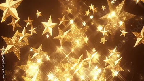 Wallpaper Mural Animated Christmas background featuring golden shiny stars gently twinkling and floating — warm, festive glow perfect for holiday themes, greeting cards, or seasonal video overlays. Elegant and magica Torontodigital.ca