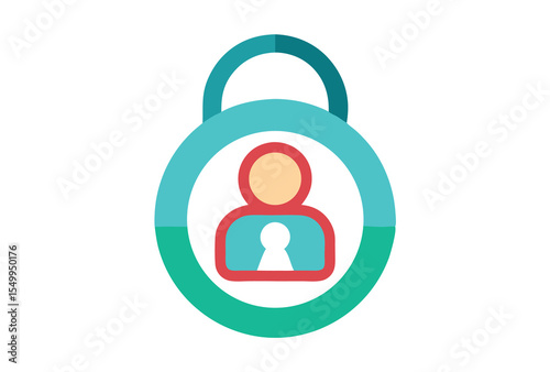 User lock icon vector clipart, flat security symbol, privacy padlock UI icon illustration