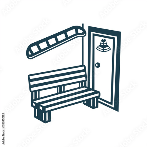 Ice Hockey Penalty Box Bench Icon Penalty Box Ice Hockey Bench with closed door