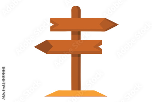 Rustic Wooden Direction Sign Vector Illustration for Maps Travel Guidepost Navigation Symbol