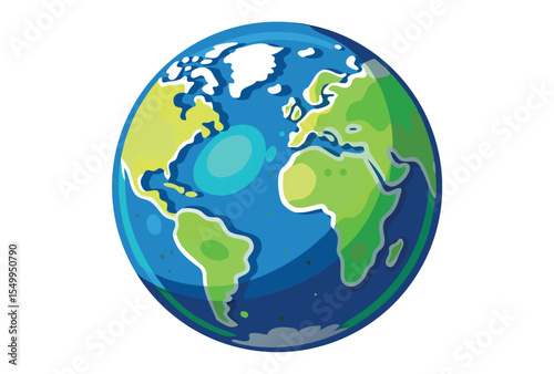 Planet Earth globe vector illustration isolated, world map sphere graphic icon, global earth art