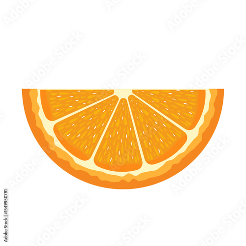 Juicy Orange Slice Vector Illustration. This vector illustration features a detailed half slice of a juicy orange. The design showcases a realistic cross-section of the fruit.