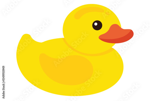 Cute Yellow Rubber Duck Vector Illustration for Kids Toy Design or Baby Bathroom Decoration